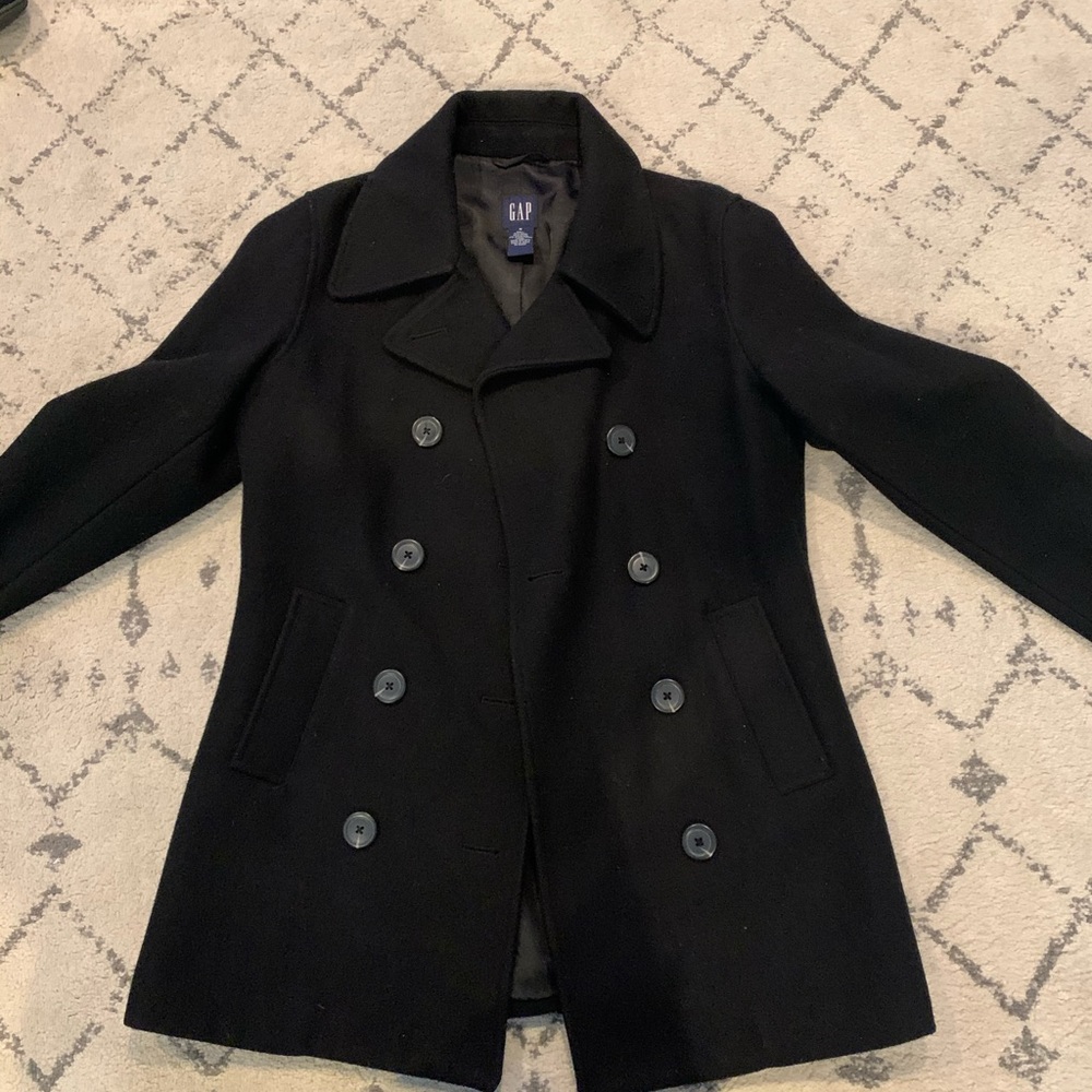 GAP black pea coat size medium